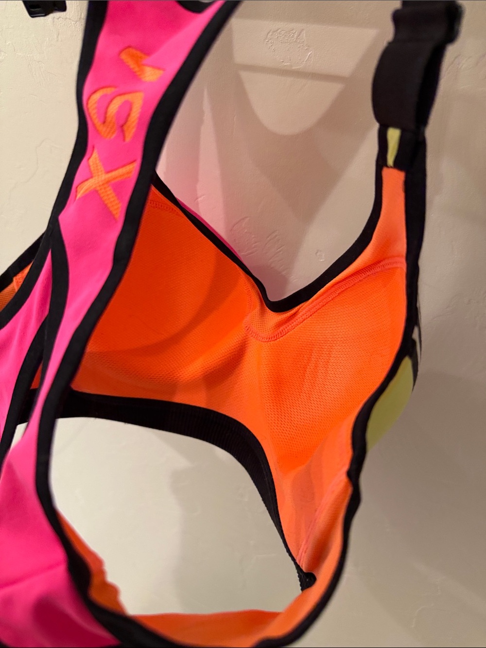 VSX Neon Pink & Lime Sports Bra with Orange Racerback - Picture 3 of 4